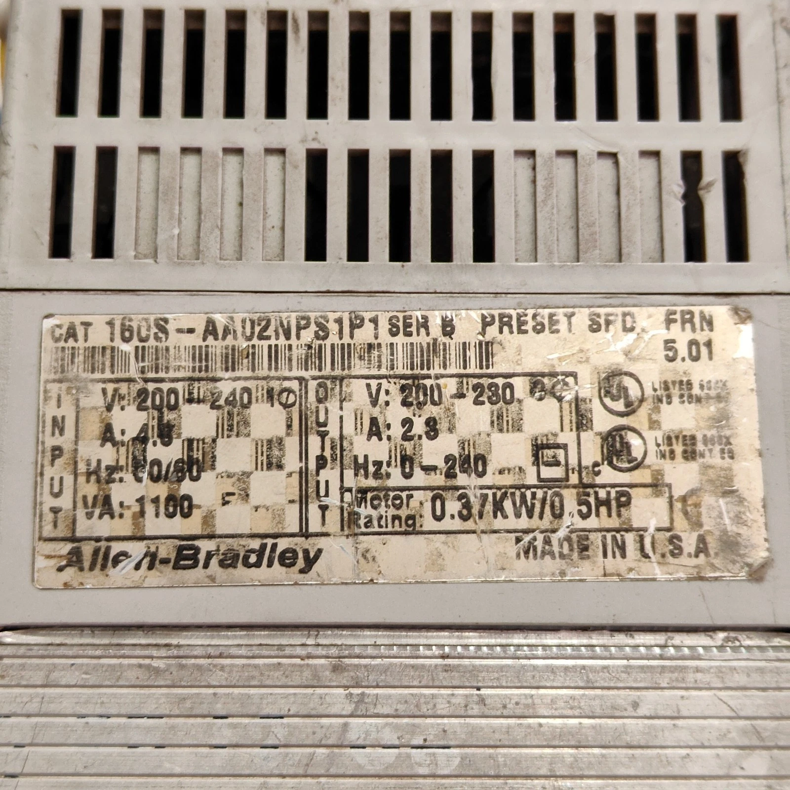 Allen-Bradley 160S-AA02NPS1P1 PRESET Variable Speed Drive - Image 2