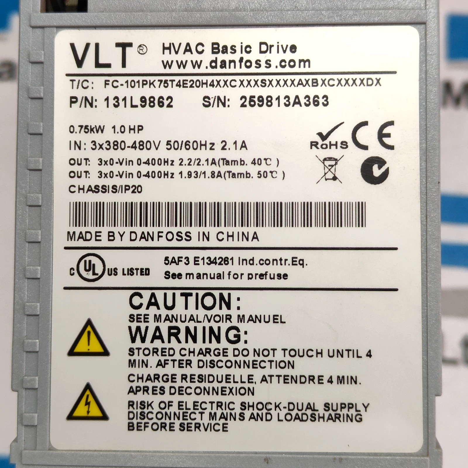 DANFOSS VLT HVAC BASIC DRIVE - VARIABLE FREQUENCY DRIVE 0.75kW - Image 5