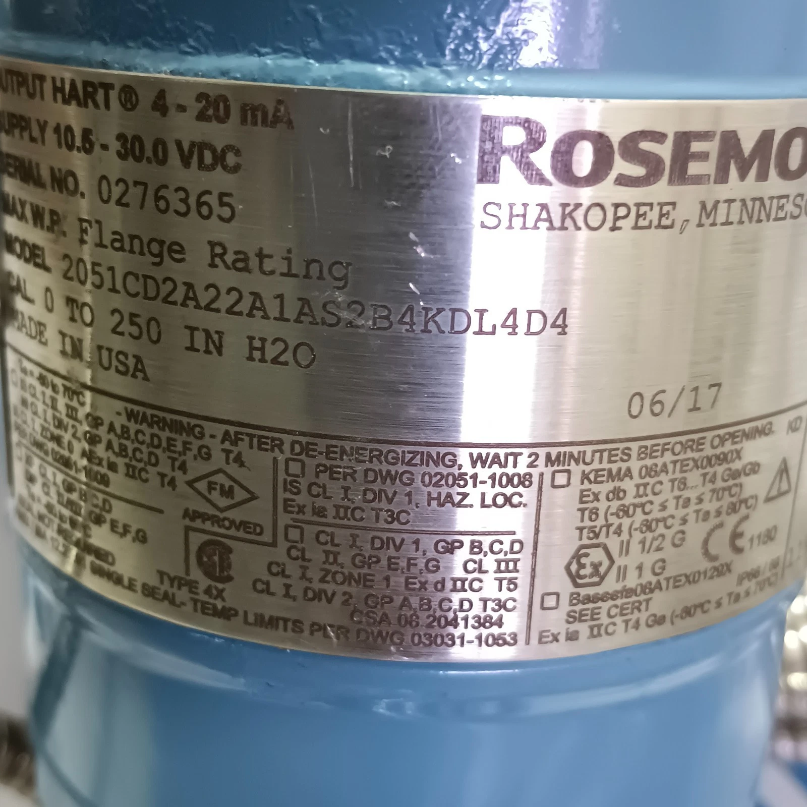 Rosemount 2051CD2A22A1AS2B4KDL4D4 HART Differential Pressure Level Measurement - Image 3