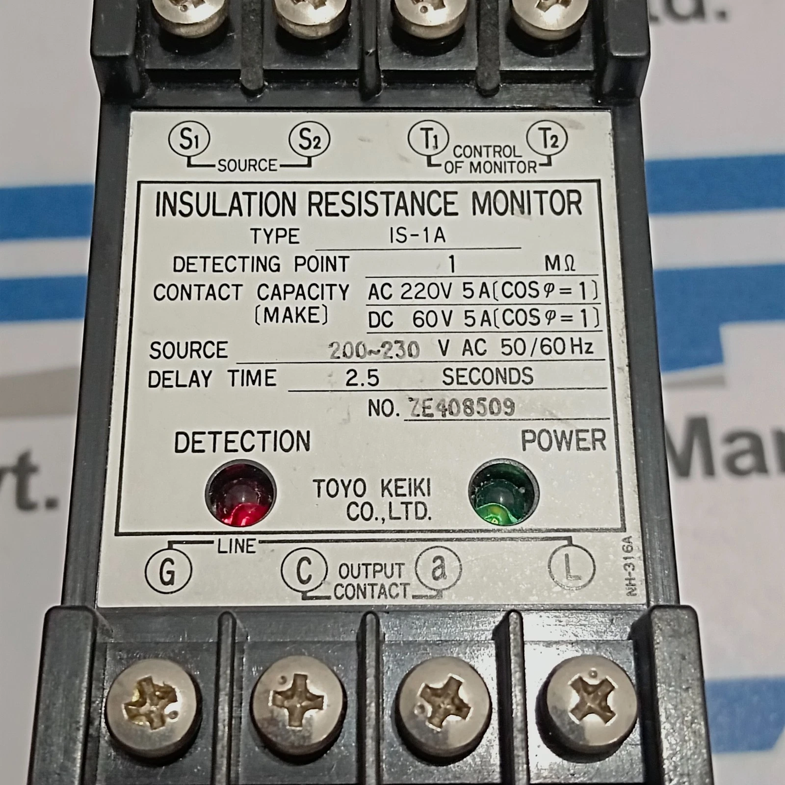 TOYO KEIKI CO. LTD IS-1A INSULATION RESISTANCE MONITOR No.ZE408509 - Image 6